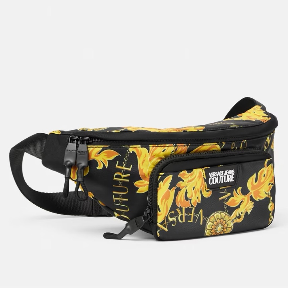NEW Versace Jeans Couture Leather Belt Bag (Black+Gold)